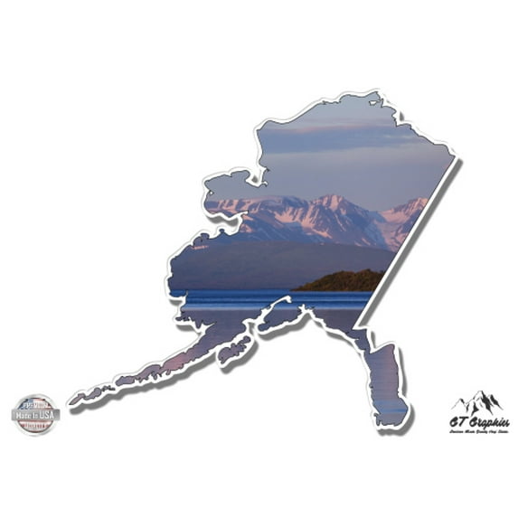 Alaska State Shape Beautiful Landscape - 5" Vinyl Sticker - For Car Laptop I-Pad - Waterproof Decal