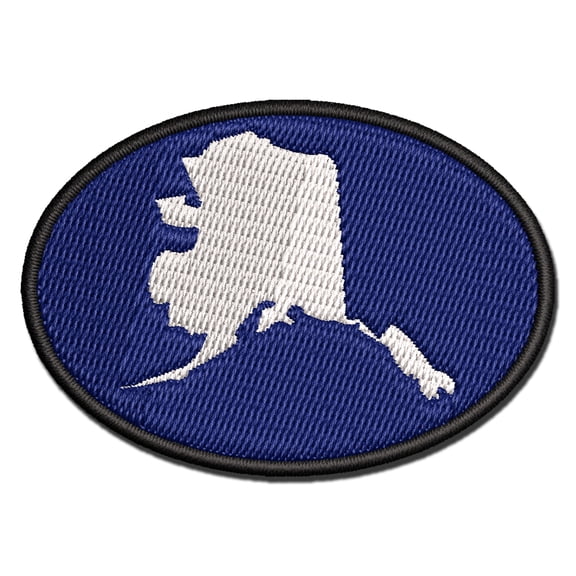 Alaska State Silhouette Applique Multi-Color Embroidered Hook & Loop Patch - 3 Inch Medium