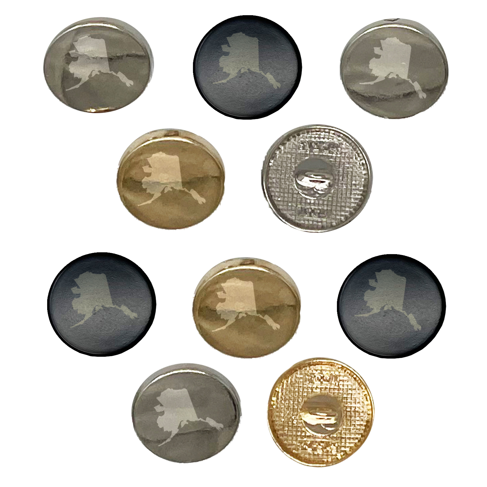 Alaska State Silhouette Set of 10 Metal 0.6