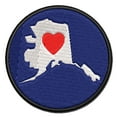 thumbnail image 1 of Alaska State with Heart Applique Multi-Color Embroidered Iron-On Patch - 2.0 Inch Mini, 1 of 5