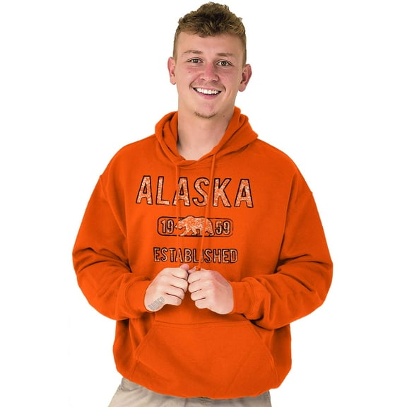 Alaska Stenciled Bear Distressed Hoodie Sweatshirt Women Men Brisco Brands X