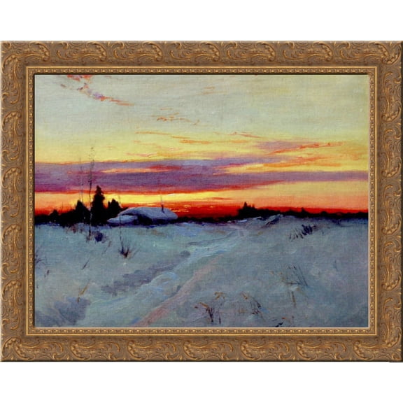 Alaska Sunset 24x20 Gold Ornate Wood Framed Canvas Art by Sydney Laurence