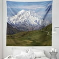 thumbnail image 1 of Alaska Tapestry, McKinley Mountain in Denali National Park in Alaska Scenic Landscape, Fabric Wall Hanging Decor for Bedroom Living Room Dorm, 5 Sizes, Fern Green Sky Blue, by Ambesonne, 1 of 1