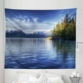 thumbnail image 1 of Alaska Tapestry, Turnagain Arm of the Cook Inlet Anchorage Idyllic Lakeside Photography, Fabric Wall Hanging Decor for Bedroom Living Room Dorm, 5 Sizes, Lime Green Navy Blue, by Ambesonne, 1 of 1