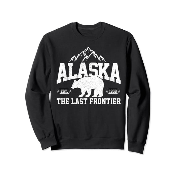 Alaska The Last Frontier Est 1959 Grizzly Bear Mountains Sweatshirt ...