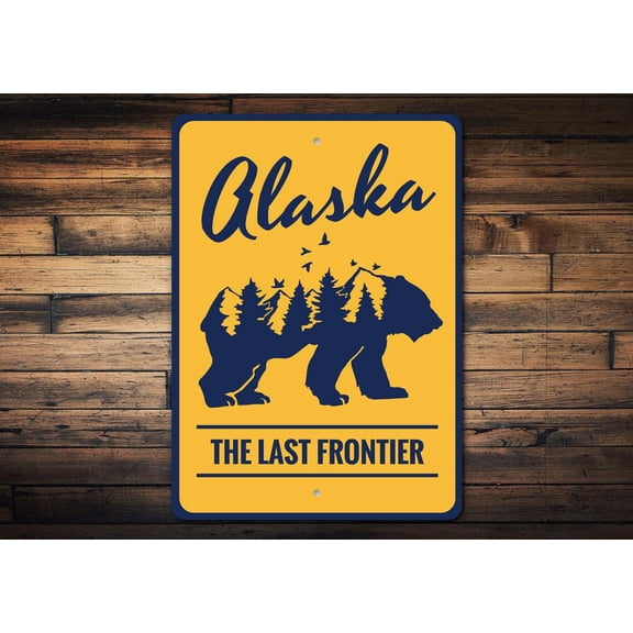 Alaska The Last Frontier Novelty Decor, Metal Wall Sign - 10x14 Inches
