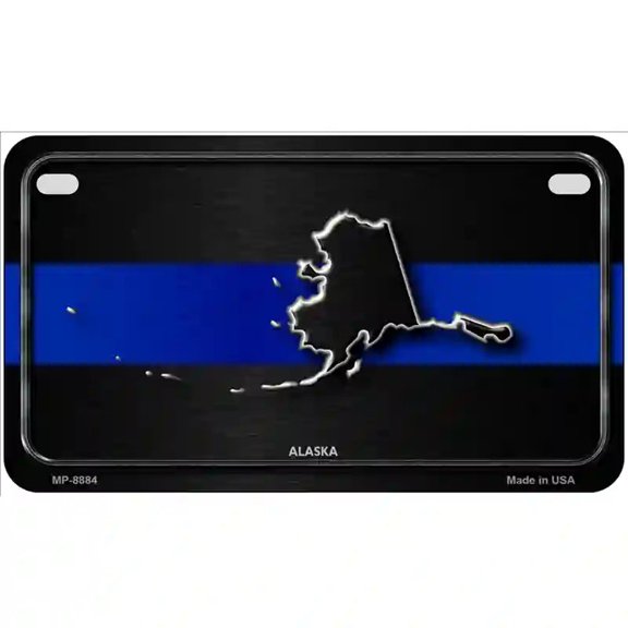 Alaska Thin Blue Line Metal Novelty License Plate 7" x 4" Motorcycle