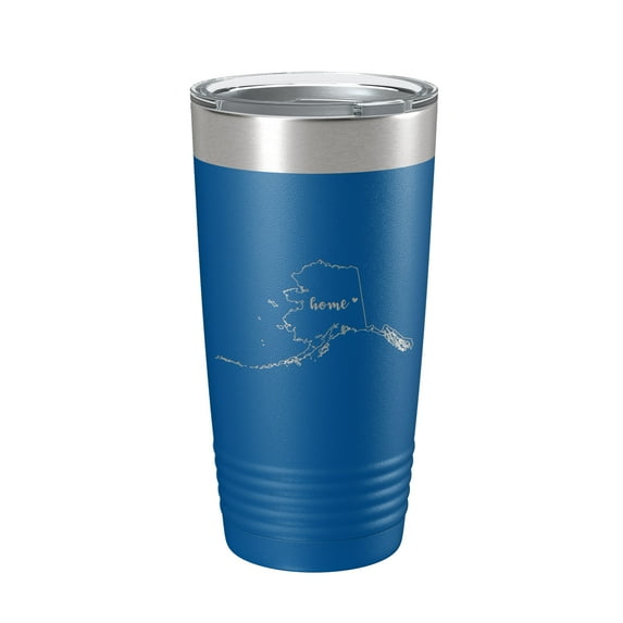 Alaska Tumbler Home State Travel Mug Insulated Laser Engraved Map Coffee Cup 20 oz Royal Blue