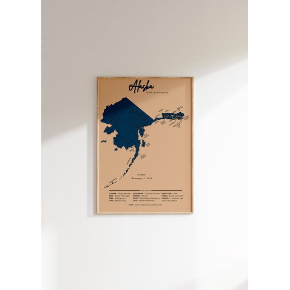 Alaska Vintage Map : Us State Art, Social Studies Decor Unframed Paper Print