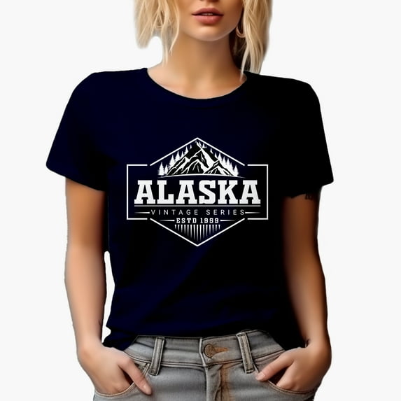 Alaska Vintage Series Estd 1959, Navy Blue T-Shirt, Medium
