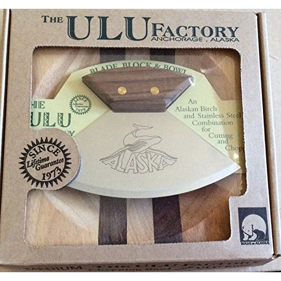 Alaska Walnut Ulu Set Humpback Whale Boxed Set 7.25"