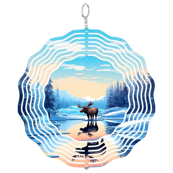 Alaska Wilderness 3D Wind Spinner Stainless Steel Kinetic Art Garden Decor US Last Frontier Gift