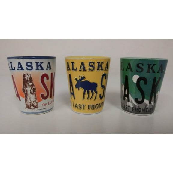 Alaskagift Shot Glass 3 Pack Set License Plate
