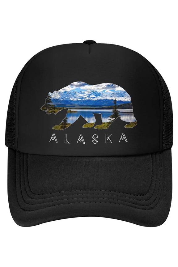 Alaskan Bear with Lake & Mountain Souvenir Baseball Cap