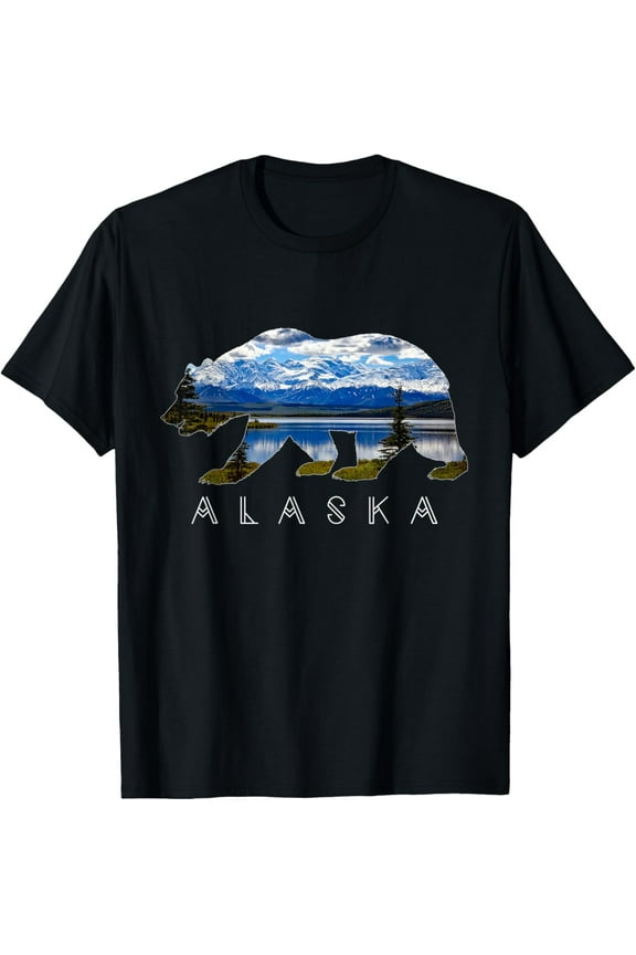 Alaskan Bear with Lake & Mountain Souvenir Mens T-Shirt
