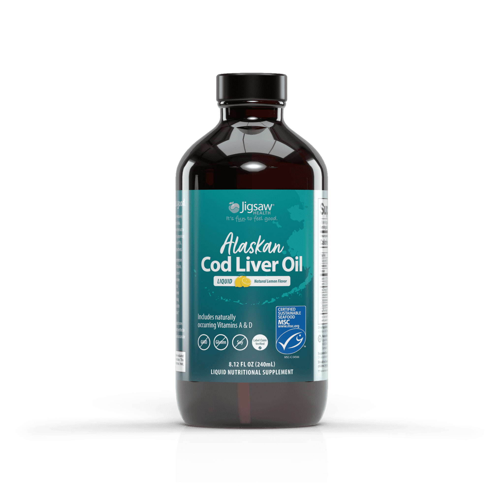 Jigsaw Health Alaskan Cod Liver Oil Liquid, 48 Servings