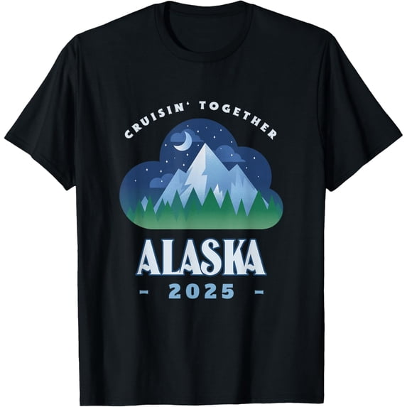 Alaskan Cruise 2025 Alaska Cruise Matching Family Friends T-ShirtMen and women, Black T-shirt, size: Extra large