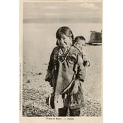 Alaskan Eskimo Girl And Her Younger Brother - Alaska, Usa Print By Mary Evans Grenville Collins Postcard Collection