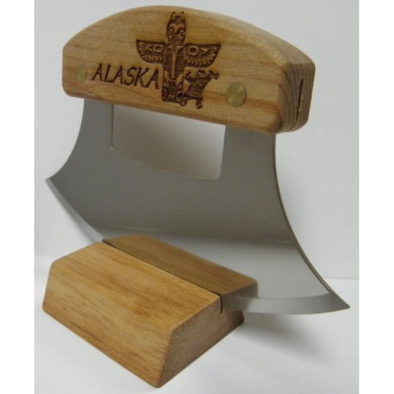 Alaskan Heritage Series Inupiat Style Ulu with "Totem Work" Etched Birchwood Handle
