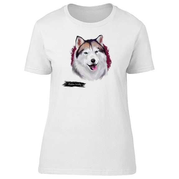 Alaskan Husky Watercolor Dog T-Shirt Women -Image by Shutterstock, Female Large