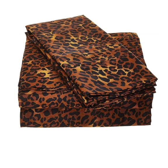 PRATYUX Alaskan King 3-PC (1 Fitted + 2 Pillowcases) Set 700-TC Egyptian, 12" Deep - Leopard Print