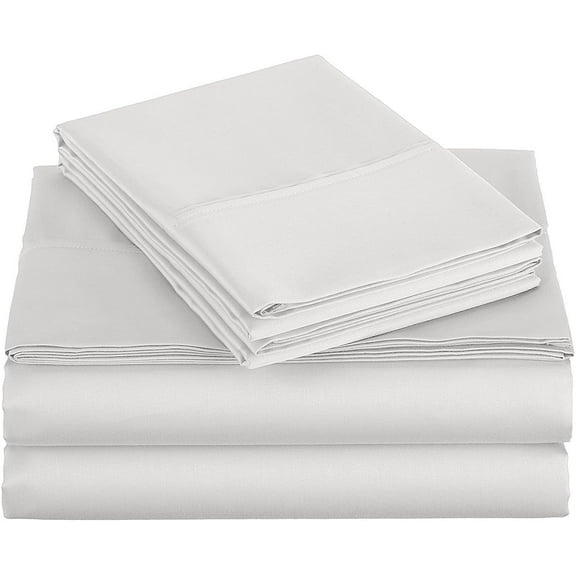 Alaskan King Size 4-Piece Percale Sheet Set 1000 Thread-Count 100% Egyptain Cotton, 1000-TC Breathable Percale Weave, Fits 19 Inches Deep Pockets Mattress - Percale White