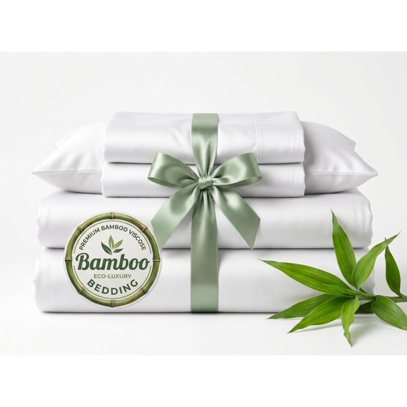 Alaskan King Size 100% Viscose Derived from Bamboo 800 Thread Count Sheet Set, 10" Deep Pocket - White