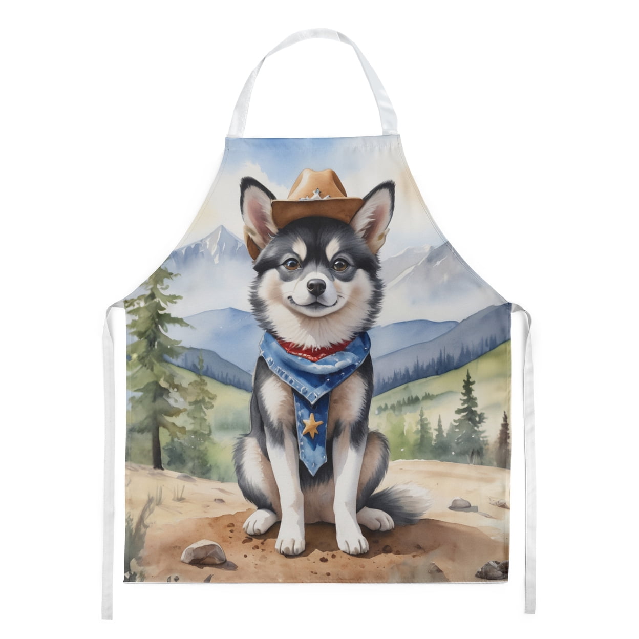 Alaskan Klee Kai Cowboy Welcome Apron 27 in x 30 in