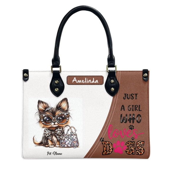 Alaskan Klee Kai Dog Bag, Personalized Leather Handbags For Women - Personalized Leather Purse with Name - Tote Bags for Mom Grandma - Custom Gifts Ideas for Her, Gift for Dog Lover