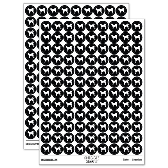 Alaskan Klee Kai Dog Solid 200+ Round Stickers - Black - Gloss Finish - 0.50" Size