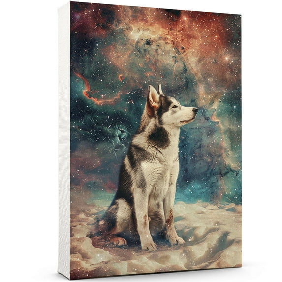 Alaskan Klee Kai Dog Wall Art, Dog with Space Starry Night : Pet Puppy Posters for Bedroom 8"x12" Funny Bathroom Wall Art Decor for dog lovers