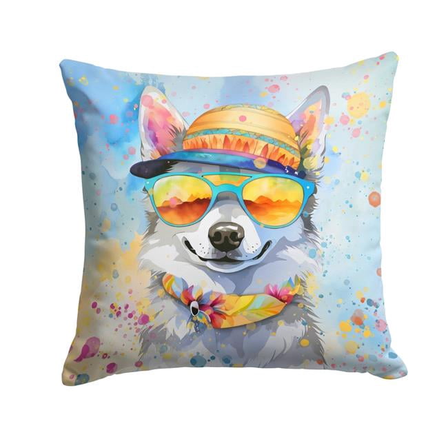 Alaskan Klee Kai Hippie Dawg Fabric Decorative Pillow 18 in x 18 in