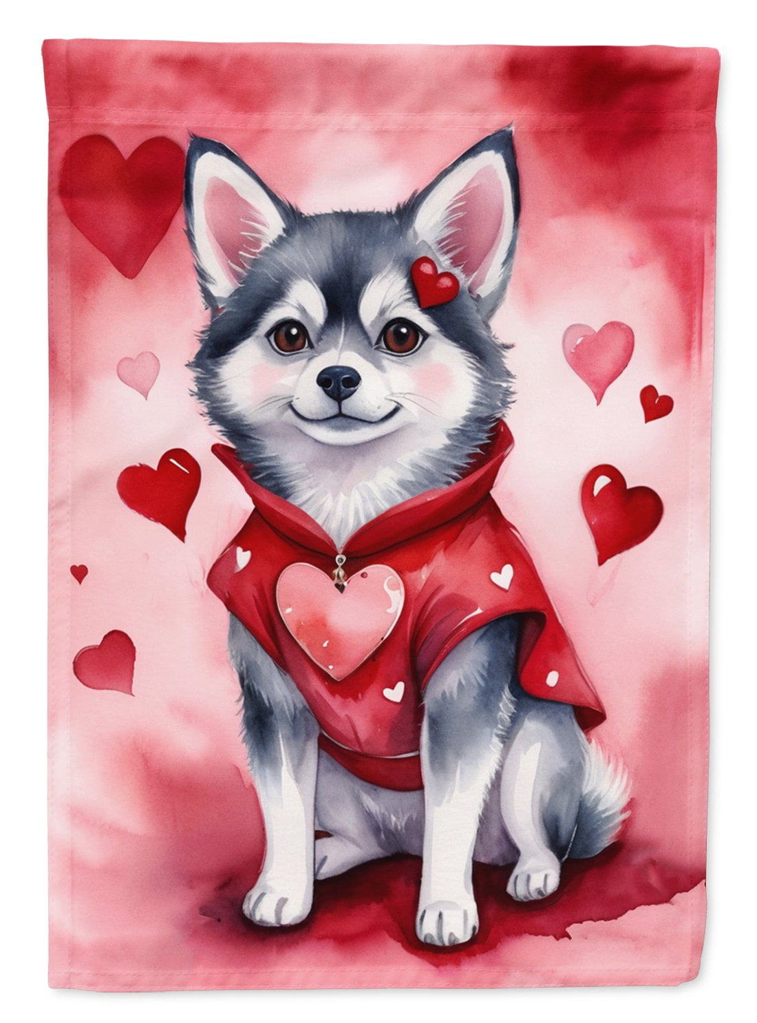 Alaskan Klee Kai My Valentine Garden Flag 11.25 in x 15.5 in