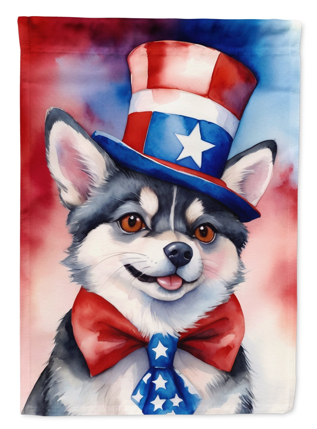 Alaskan Klee Kai Patriotic Garden Flag 11.25 in x 15.5 in