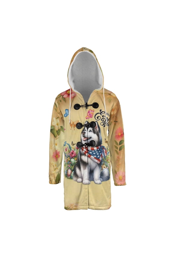 Alaskan Malamute Celebrates Spring and Enjoys a Happy Easter All Over Print 3D Hooded Duffle Toggle Coat Alaska Mal Dog Lovers Gifts - 02001