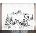 thumbnail image 1 of Ambesonne Alaskan Malamute Curtains 2 Panel Set, Winter Woods, 108" x 63", Black and White, 1 of 3