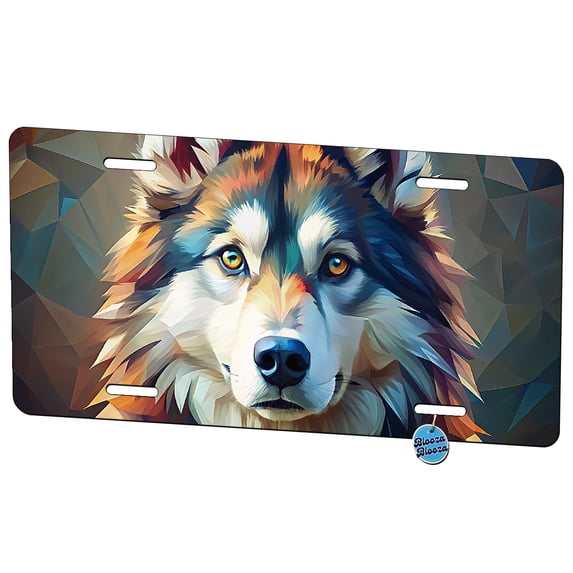 Alaskan Malamute Dog Abstract Stylized Art Metal Novelty License Plate