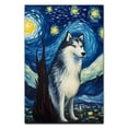 thumbnail image 1 of Alaskan Malamute Dog Art Canvas, Starry Night Van Gogh Oil Painting Art Print Poster Wall Decor Inspired Pomeranian Dog Pet Family Friend Peace, 1 of 4