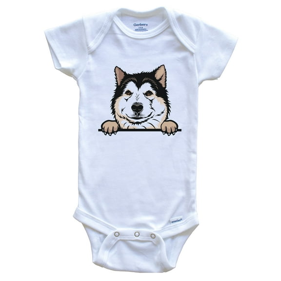 Alaskan Malamute Dog Breed Cute Baby Bodysuit, 0-3 months white