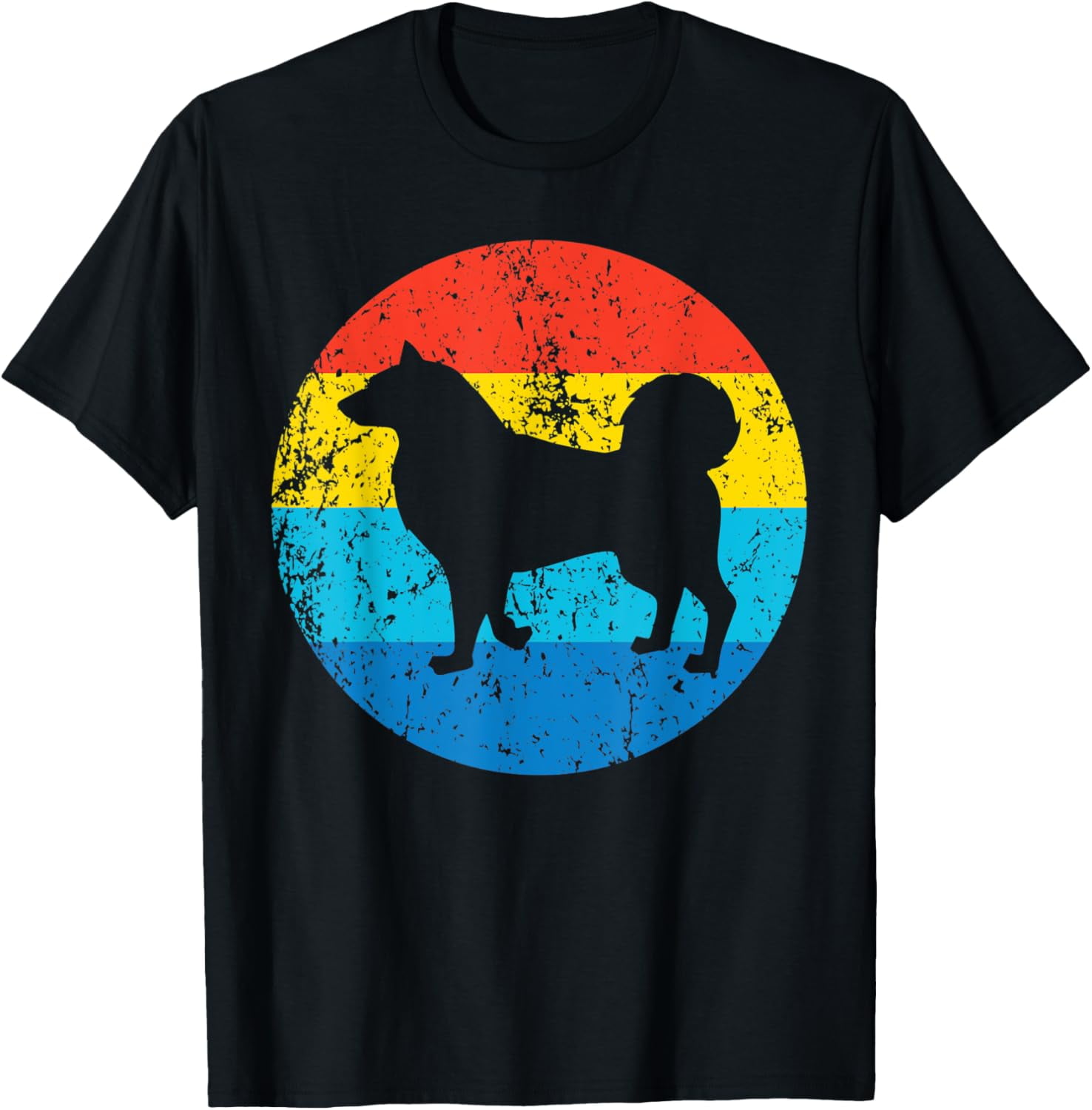 Alaskan Malamute Dog Breed Silhouette Retro 1970's Circle T-Shirt men ...