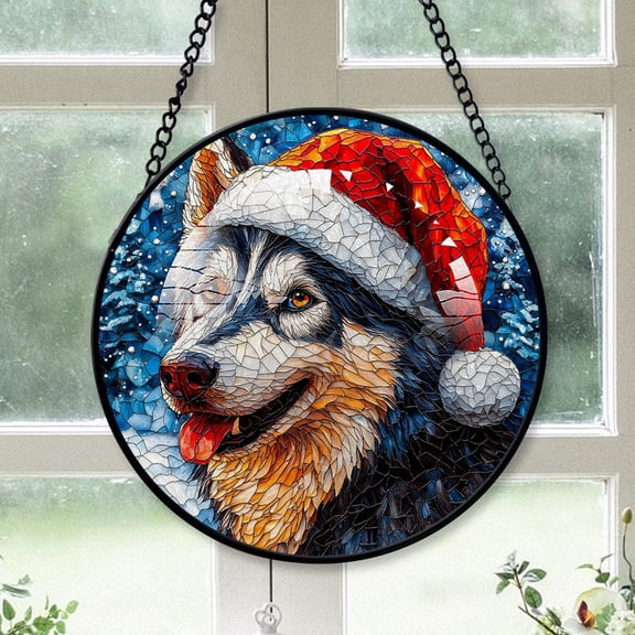 Alaskan Malamute Dog Ornament Christmas 2025 - Alaskan Malamute Dog Christmas Stained Glass SunCatcher for Window , Dog Christmas, Xmas Gifts, Christmas Keepsake