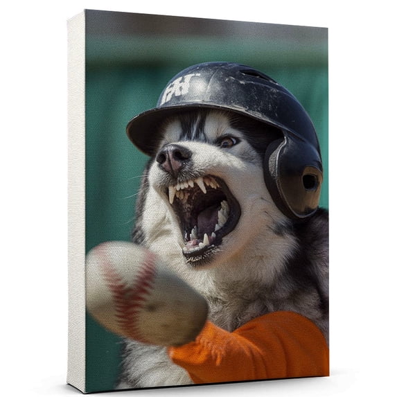 Alaskan Malamute Dog Stretched Canvas Size 8x12 – Sports Dog, Perfect for Animal Lovers, Alaskan Malamute Dog Canvas, Baseball Canvas Size Wall Art