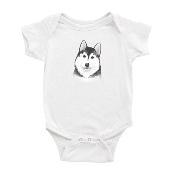 Alaskan Malamute Face Cute Baby Clothing Bodysuits Boy Girl Unisex