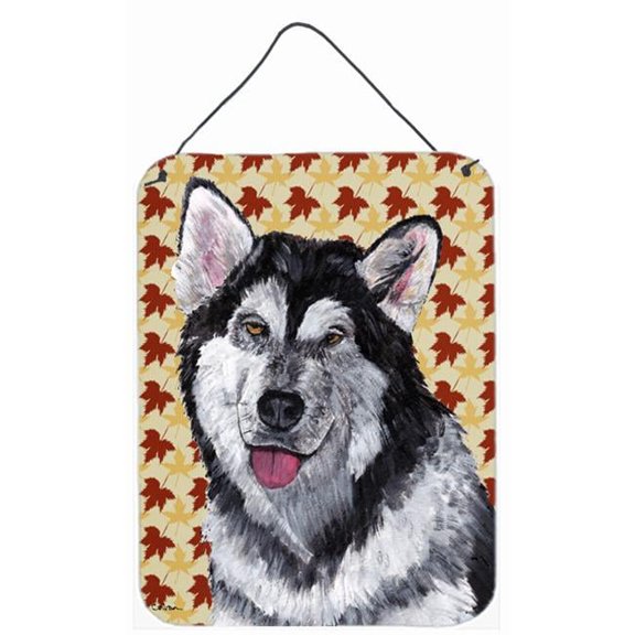 Alaskan Malamute Fall Leaves Aluminum Metal Wall Or Door Hanging Prints