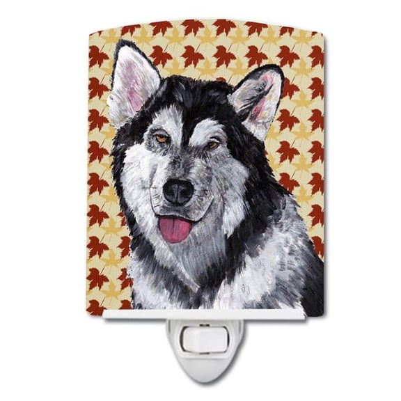 Alaskan Malamute Fall Leaves Ceramic Night Light