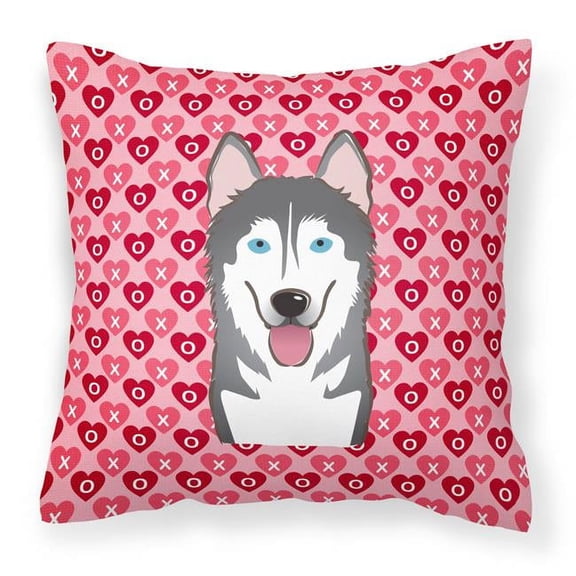 Alaskan Malamute Hearts Fabric Decorative Pillow