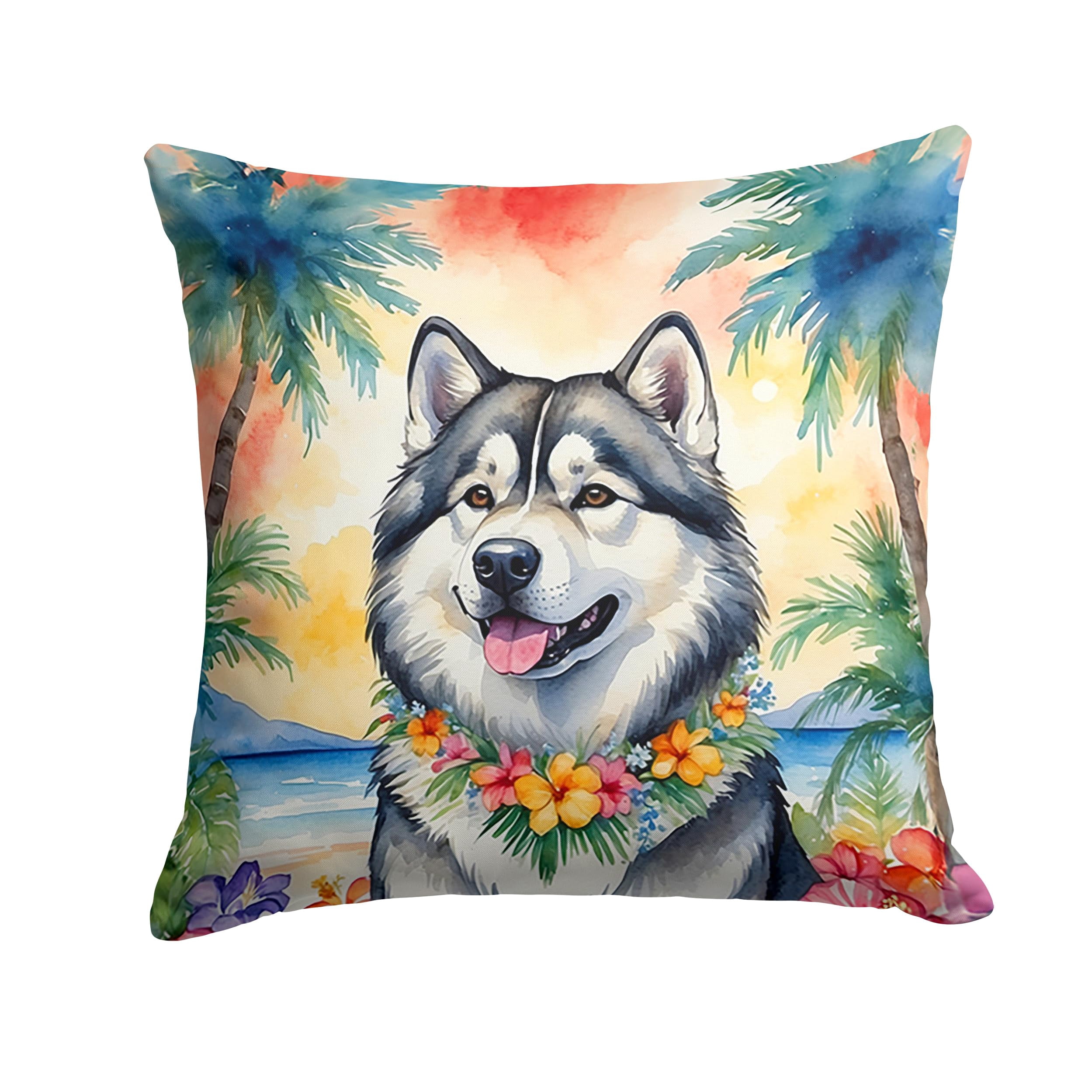 Alaskan Malamute Luau Throw Pillow 18 in x 18 in