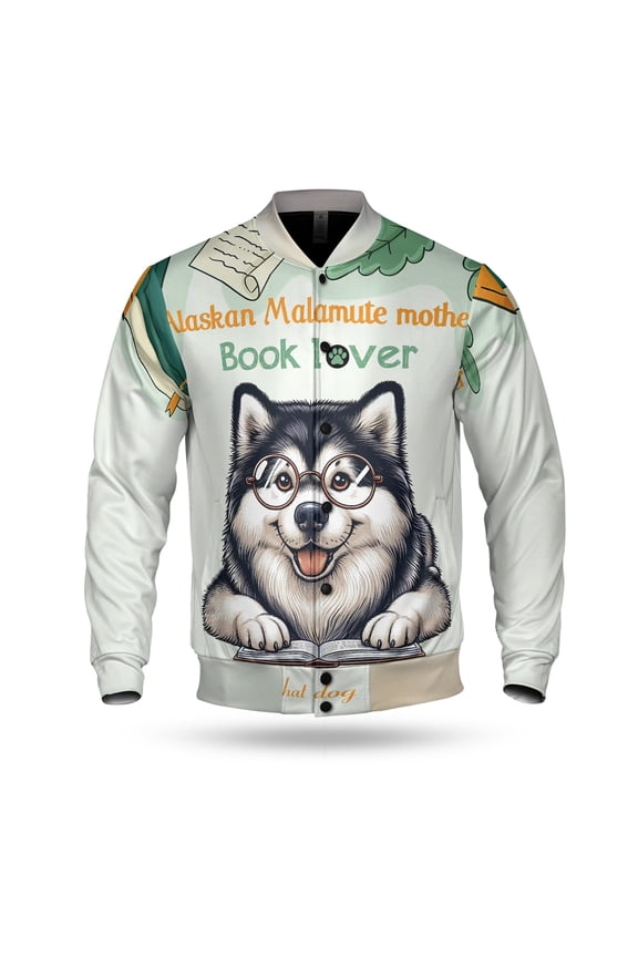 Alaskan Malamute Mother Book Lover Living That Dog Mom Life Happy Mother's Day All Over Print 3D Baseball Jacket Alaska Mal Dog Lovers Gifts Bomber Jacket Softball - 03004