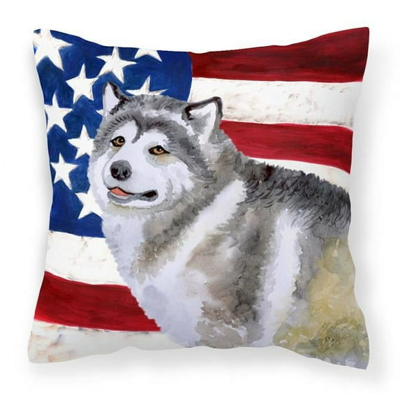 Alaskan Malamute Patriotic Fabric Decorative Pillow