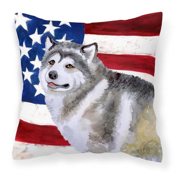 Alaskan Malamute Patriotic Fabric Decorative Pillow